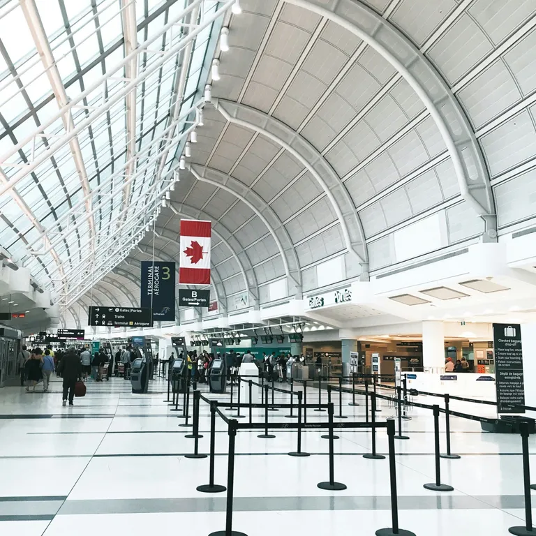 Airport with Canadian flag